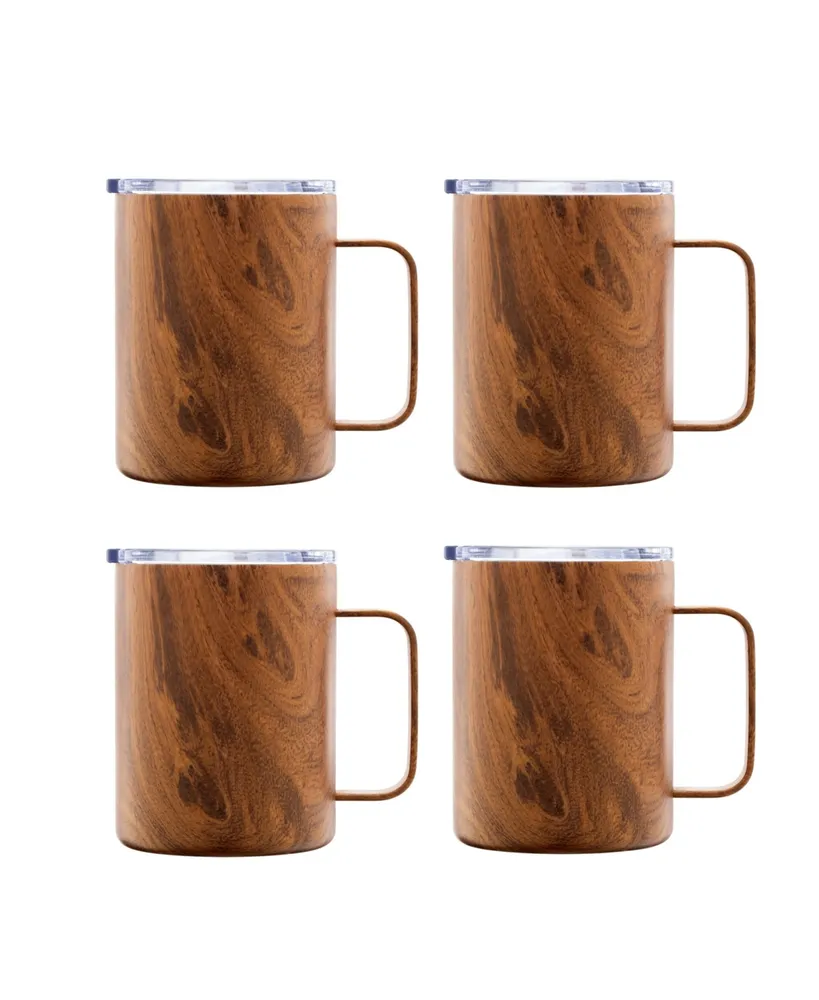 Cambridge Wood Decal Insulated Coffee Mugs, Set of 4