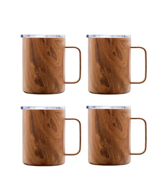 Cambridge Wood Decal Insulated Coffee Mugs, Set of 4