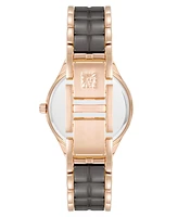 Anne Klein Women's Three-Hand Quartz Rose Gold-Tone Alloy with Taupe Ceramic Bracelet Watch, 32mm