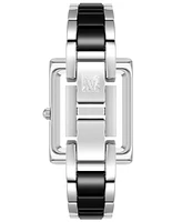 Anne Klein Women's Three-Hand Quartz Silver-Tone Alloy with Black Ceramic Bracelet Watch, 24mm