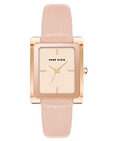 Anne Klein Women's Three-Hand Quartz Blush Genuine Leather Strap Watch, 32mm - Rose Gold