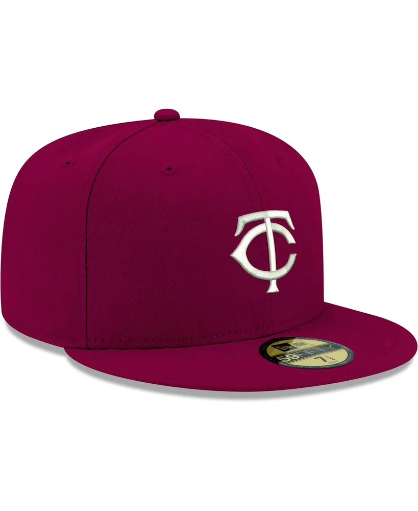 Men's New Era Cardinal Minnesota Twins Logo White 59FIFTY Fitted Hat