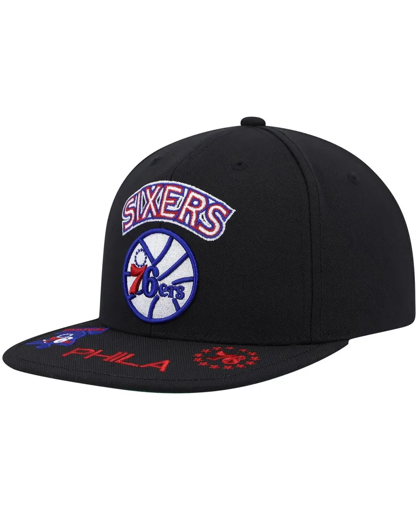 Men's Mitchell & Ness Black Philadelphia 76ers Hardwood Classics Front Loaded Snapback Hat