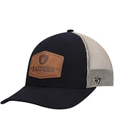 Men's '47 Black, Natural Las Vegas Raiders Rawhide Trucker Adjustable Hat