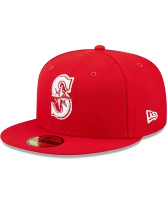 Men's New Era Red Seattle Mariners Logo White 59FIFTY Fitted Hat