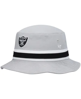 Men's '47 Brand Silver Las Vegas Raiders Striped Bucket Hat