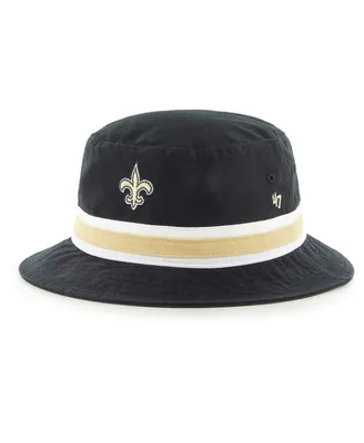 Men's '47 Brand Black New Orleans Saints Striped Bucket Hat