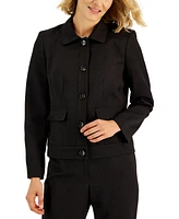 Le Suit Heathered Five-Button Jacket & Kate Pants, Regular and Petite Sizes