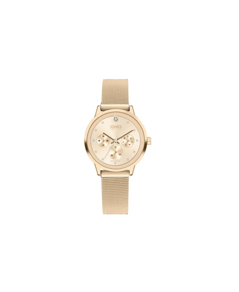 Jones New York Women's Shiny Gold-Tone Mesh Metal Bracelet Watch 34mm - Light Gold-Tone Sunray, Shiny Gold