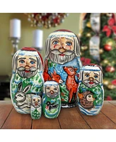 G.DeBrekht Santa Forest Friend Matreshka Holiday Nesting Hand-Painted Doll, Set of 5