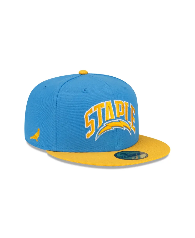 Men's New Era X Staple Powder Blue, Gold Los Angeles Chargers Pigeon 59Fifty Fitted Hat