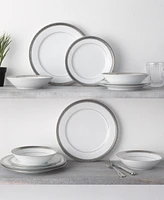 Noritake Crestwood Platinum Set of 4 Dinner Plates, Service For 4