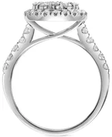 Diamond Halo Cluster Engagement Ring (1 ct. t.w.) in 14k White Gold