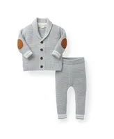 Hope & Henry Baby Boys Baby Organic Cotton Cardigan and Sweater Legging Set