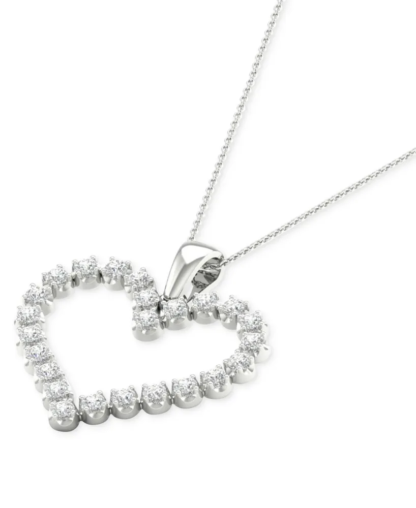 Forever Grown Diamonds Lab-Created Diamond Open Heart 18" Pendant Necklace (1/2 ct. t.w.) in Sterling Silver