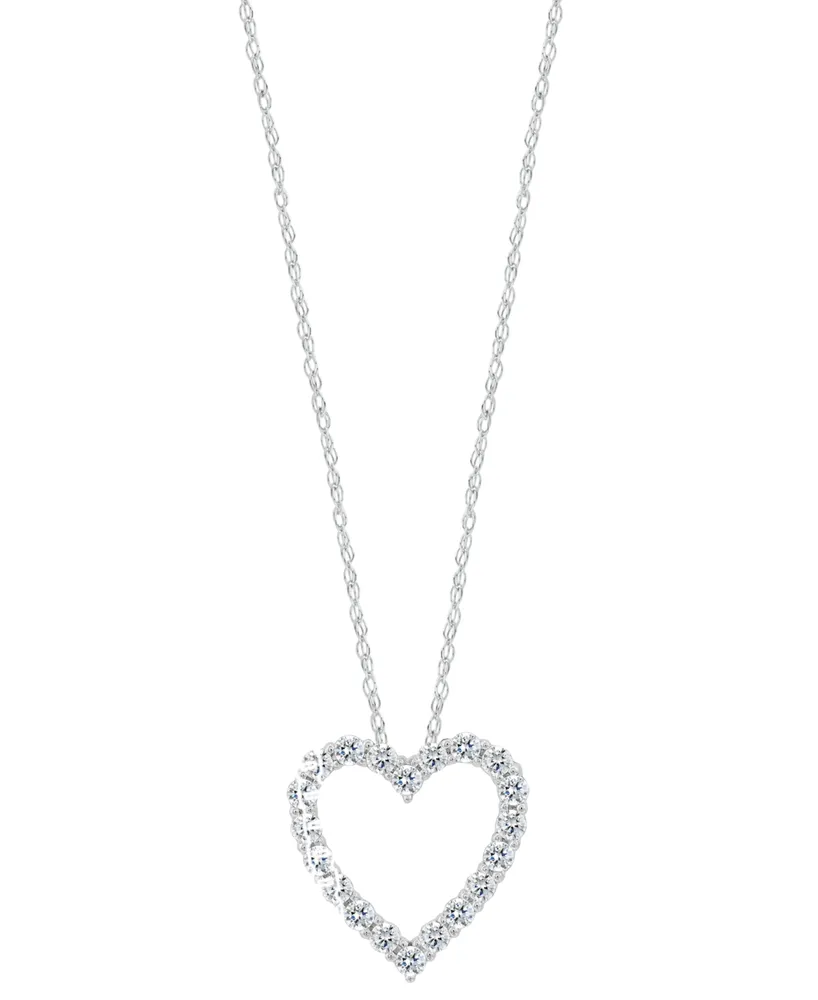 Grown With Love Lab Grown Diamond Open Heart Pendant Necklace (1/2 ct. t.w.) in 14k White Gold, 16" + 2" extender