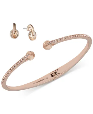 Givenchy 2-Pc. Set Color Floating Stone & Crystal Cuff Bangle Bracelet Matching Stud Earrings