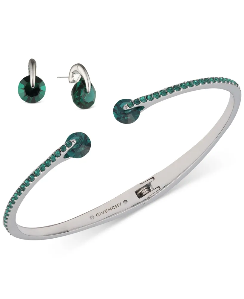 Givenchy 2-Pc. Set Color Floating Stone & Crystal Cuff Bangle Bracelet Matching Stud Earrings