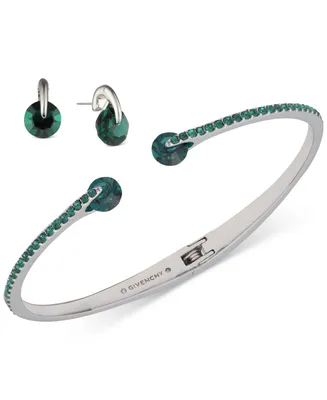 Givenchy 2-Pc. Set Color Floating Stone & Crystal Cuff Bangle Bracelet Matching Stud Earrings