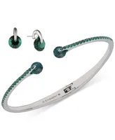 Givenchy 2-Pc. Set Color Floating Stone & Crystal Cuff Bangle Bracelet Matching Stud Earrings