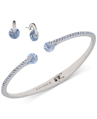 Givenchy 2-Pc. Set Color Floating Stone & Crystal Cuff Bangle Bracelet Matching Stud Earrings
