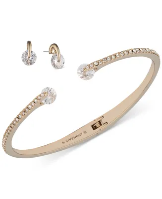 Givenchy 2-Pc. Set Color Floating Stone & Crystal Cuff Bangle Bracelet Matching Stud Earrings