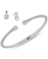 Givenchy 2-Pc. Set Color Floating Stone & Crystal Cuff Bangle Bracelet Matching Stud Earrings