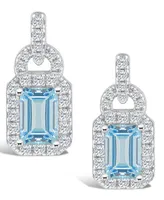 Macy's Topaz (1 2/5 ct. t.w.) and Topaz (3/8 ct. t.w.) Halo Drop Earrings in Sterling Silver