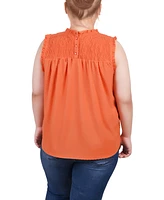 Ny Collection Plus Size Sleeveless Yoke Top with Ruffles