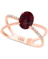 Rhodolite (1/3 ct. t.w.) & Diamond (1/20 ct. t.w.) X Ring in 14k Rose Gold