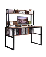 Costway Computer Desk with Hutch Bookshelf Storage Wrting Desk