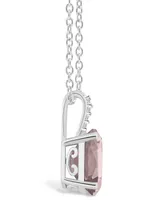 Macy's Women's Rose Quartz (1-/ ct.t.w.) and Diamond Accent Pendant Necklace in Sterling Silver