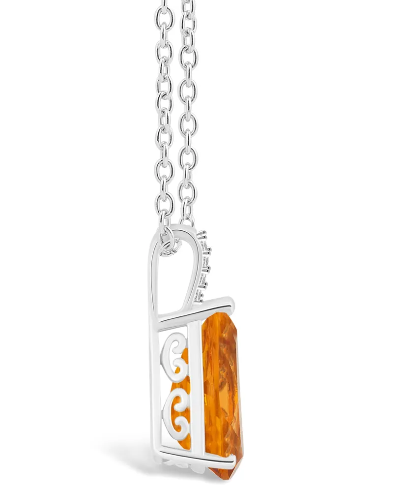 Macy's Women's Citrine (2-3/4 ct.t.w.) and Diamond Accent Pendant Necklace in Sterling Silver