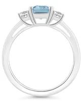 Macy's Women's Sky Blue Topaz (2 ct.t.w.) and White (3/4 3-Stone Ring Sterling Silver