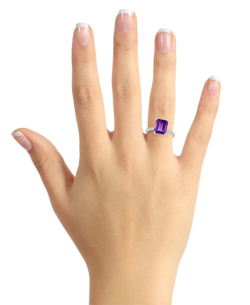 Macy's Women's Amethyst (3-1/6 ct.t.w.) and Diamond (1/10 Ring Sterling Silver