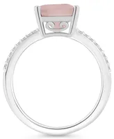 Macy's Women's Rose Quartz (3-1/6 ct.t.w.) and Diamond (1/10 Ring Sterling Silver