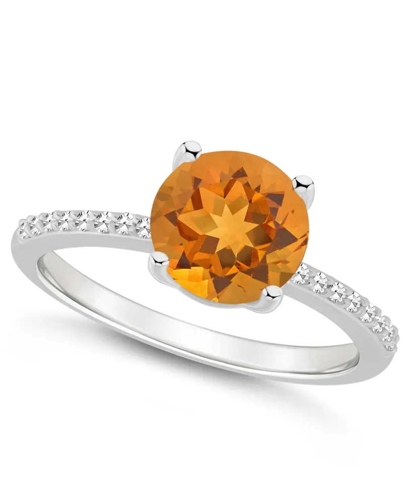 Macy's Women's Citrine (1-/ ct.t.w.) and Diamond (1/10 Ring Sterling Silver