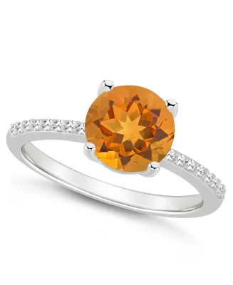 Macy's Women's Citrine (1-/ ct.t.w.) and Diamond (1/10 Ring Sterling Silver