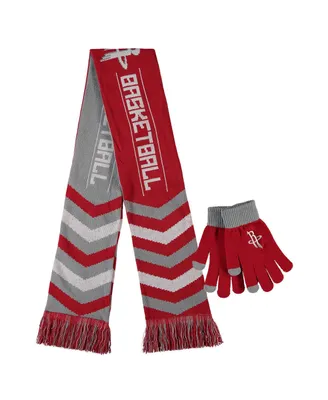 Men's and Women's Foco Red Houston Rockets Glove and Scarf Combo Set