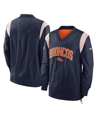 Men's Nike Navy Denver Broncos Sideline Athletic Stack V-Neck Pullover Windshirt