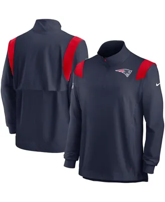 Men's Nike Navy New England Patriots Sideline Coach Chevron Lockup Quarter-Zip Long Sleeve Top