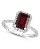 Macy's Garnet (1-9/10 ct. t.w.) and Lab-Grown White Sapphire (1/4 Halo Ring 10K Gold