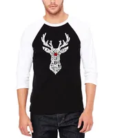 La Pop Art Men's Raglan Baseball Santa's Reindeer Word T-shirt