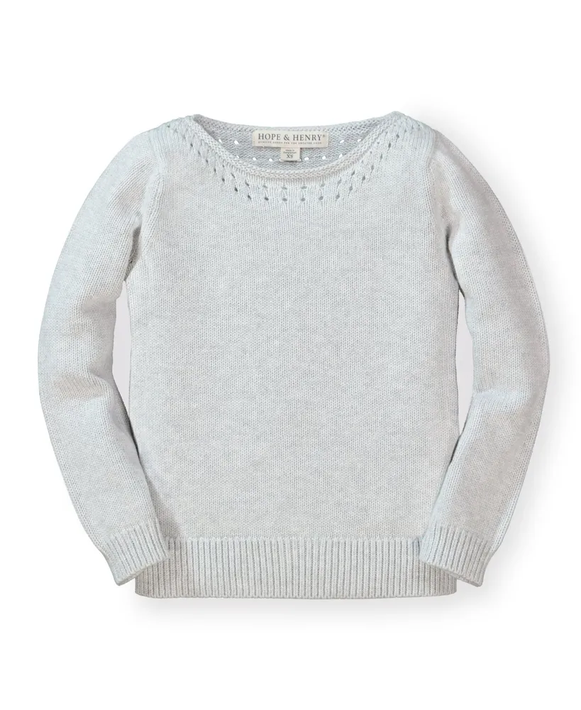 Hope & Henry Baby Girls Organic Cotton Pointelle Detail Sweater