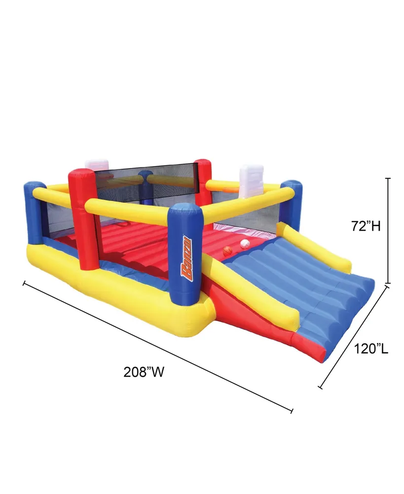 Banzai Sports Zone Bounce Arena Inflatable Bouncer Basketball and Volleyball Motor Air Blower, 17.4' x 10' x 6'