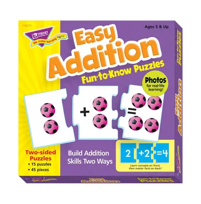 Easy Addition Fun-To-Know Puzzles - Matching Games to Build Math Skills, Set of 45