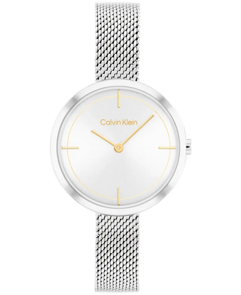Calvin Klein Women's Silver-Tone Stainless Steel Mesh Bracelet Watch 30mm