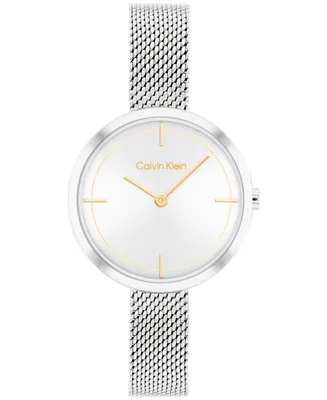 Calvin Klein Women's Silver-Tone Stainless Steel Mesh Bracelet Watch 30mm