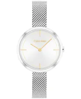 Calvin Klein Women's Silver-Tone Stainless Steel Mesh Bracelet Watch 30mm