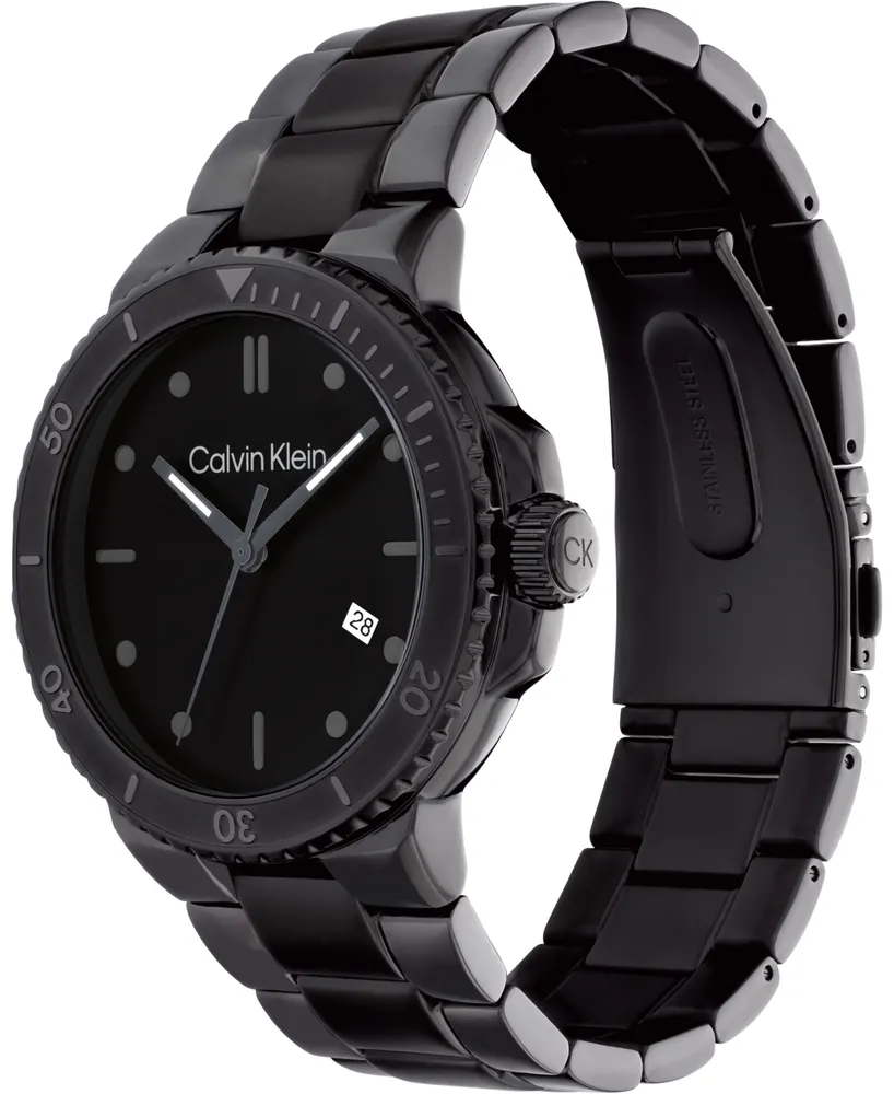Calvin Klein Men's Black Stainless Steel Bracelet Watch 44mm